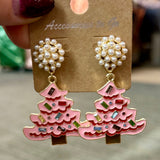 Pink Confetti Tree Earrings - PREORDER