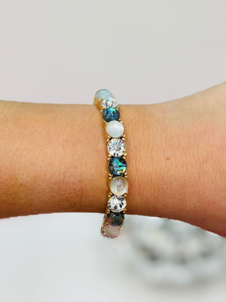 Multicolored Stretch Bracelet - Gold/Teal