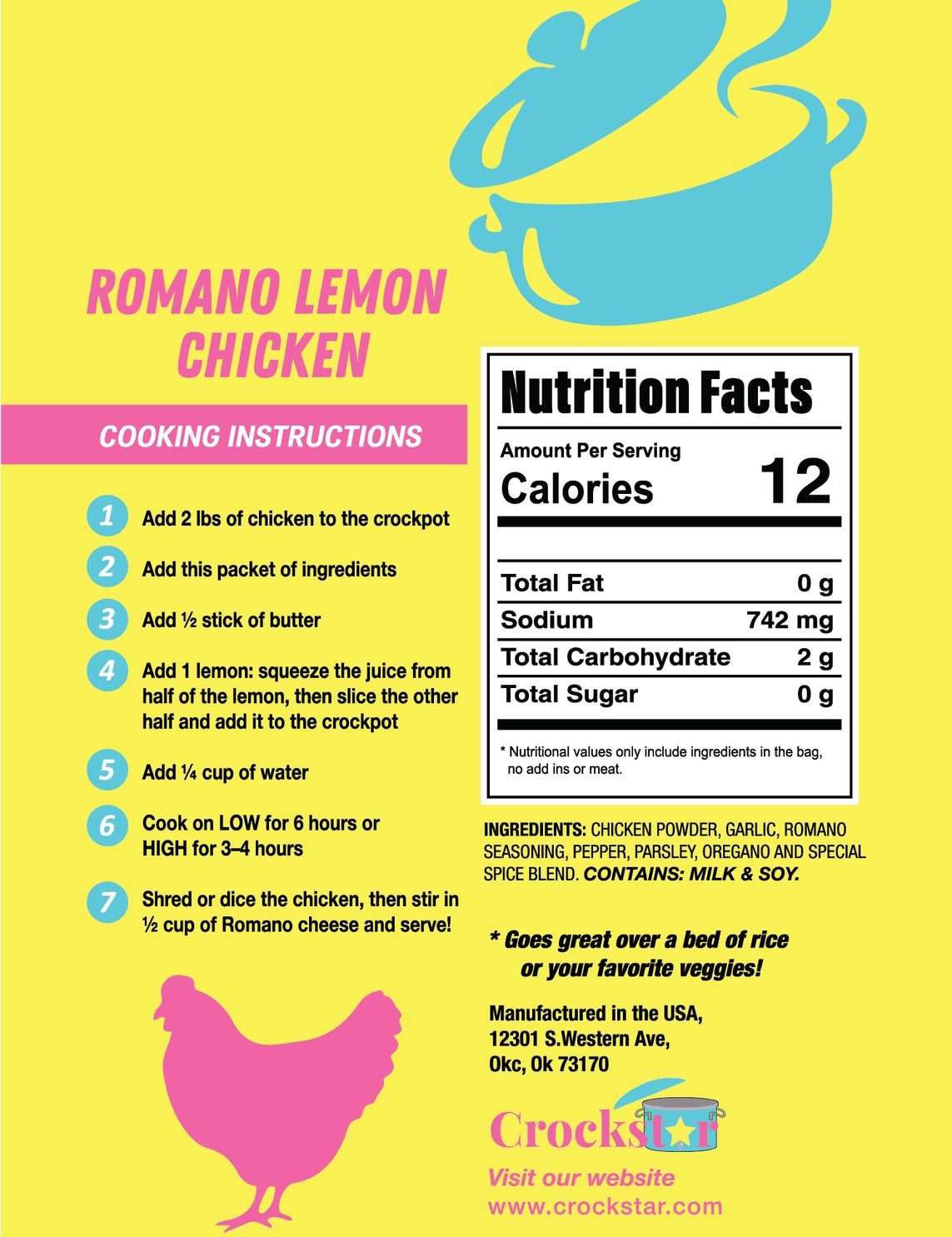 PREORDER - Crockstar - Romano Lemon Chicken
