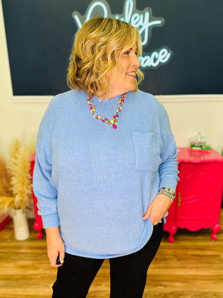 Lori Drop Shoulder Oversized Sweater - Cornflower Blue