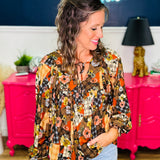 Sienna Floral Tie V-Neck Patchwork Top - LAST ONES FINAL SALE
