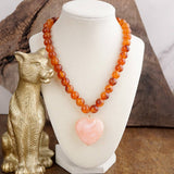 Sloane Beaded Heart Pendant Necklace - Amber