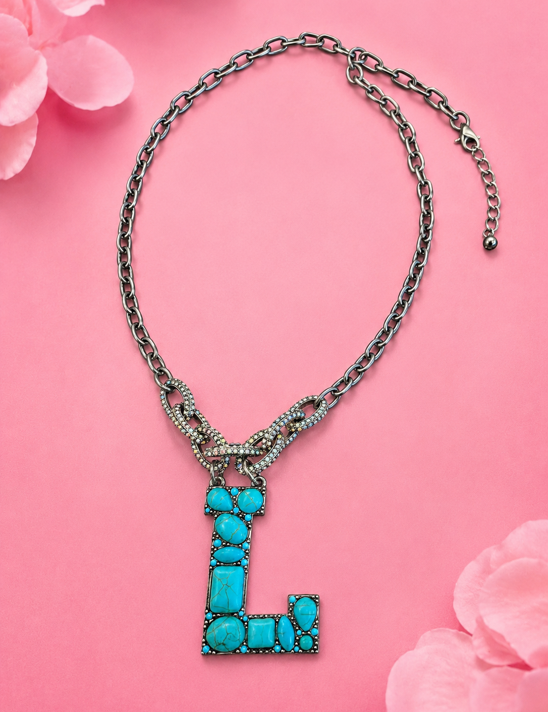 Turquoise Howlite Initial Necklace