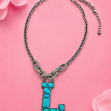 Turquoise Howlite Initial Necklace