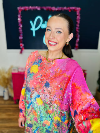 Allegra - Pink Abstract Floral Sweater