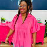 Talk To You Top - Coral Pink - LAST ONES FINAL SALE