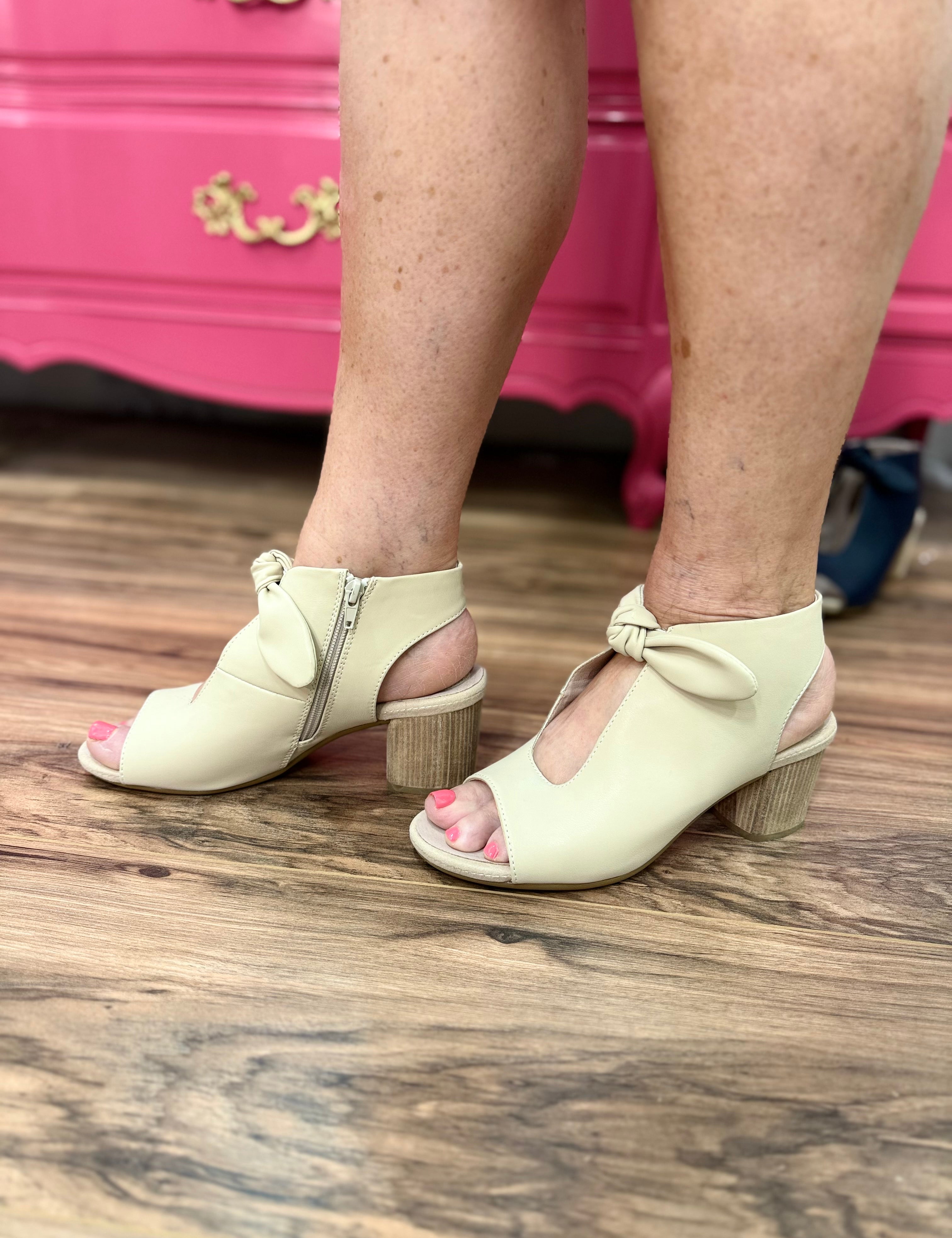 Mora Bow Block Heel - Nude - LAST ONES FINAL SALE