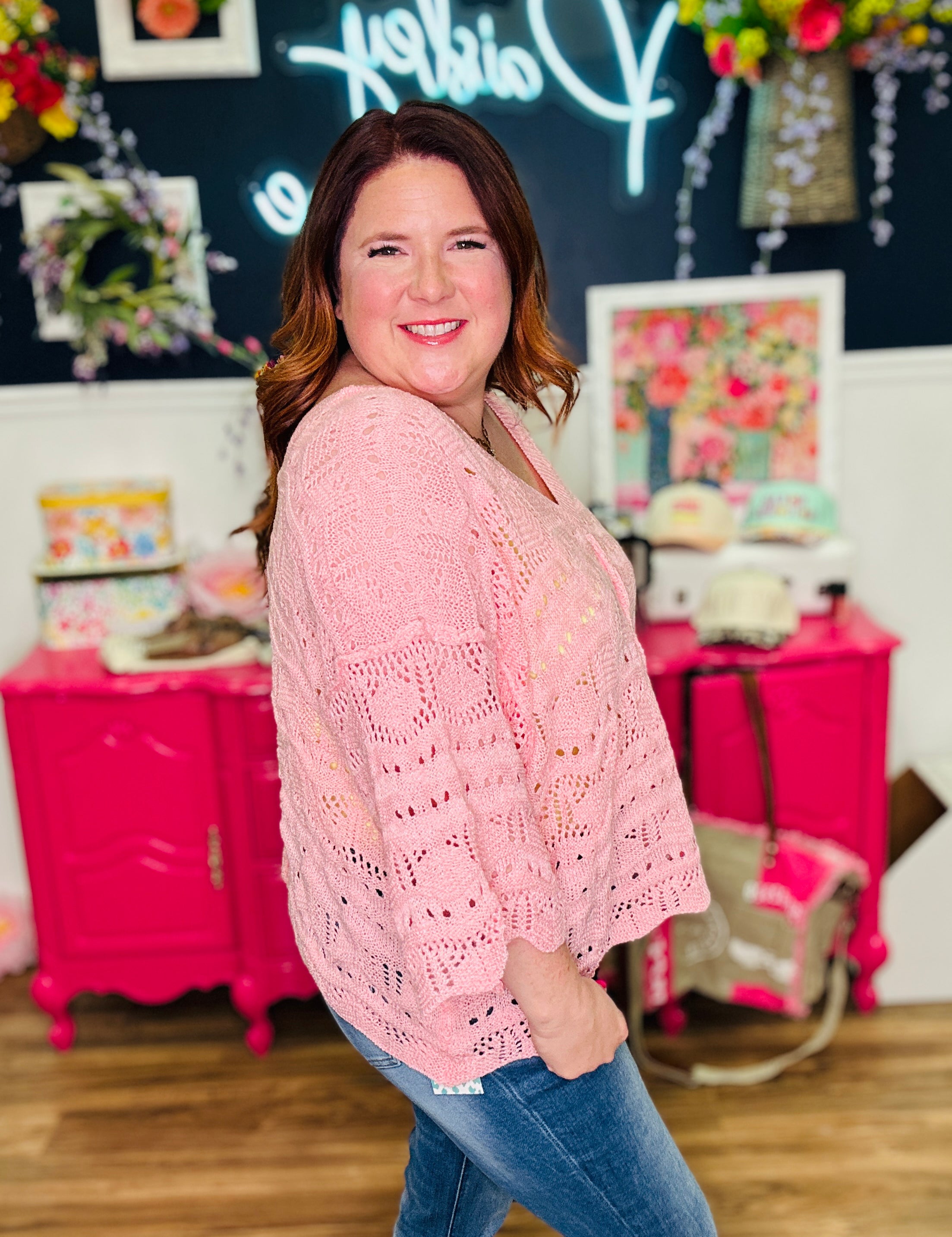 Sweet Spot V-Neck Sweater - Pink