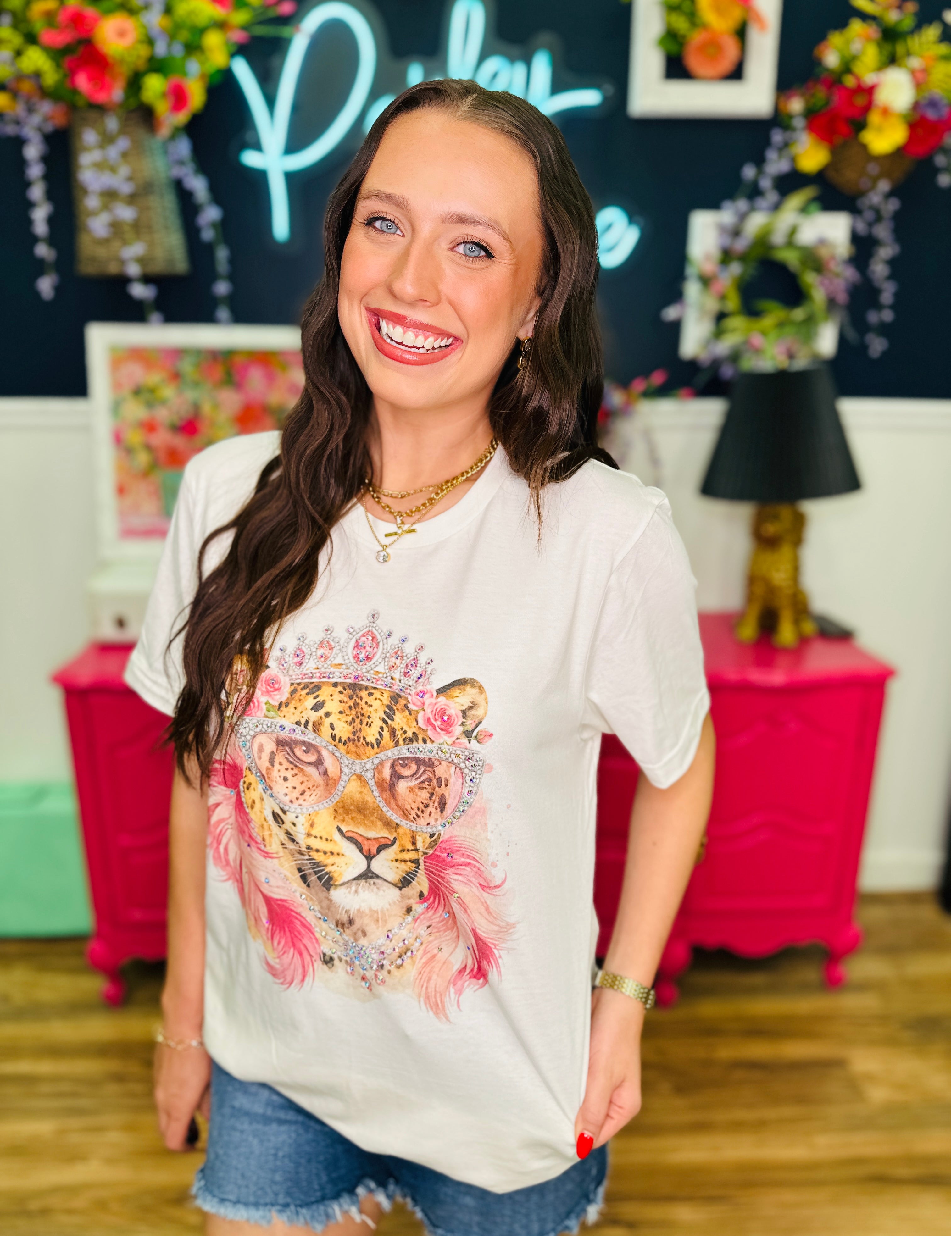 Glam Boa Leopard Boujee Tee