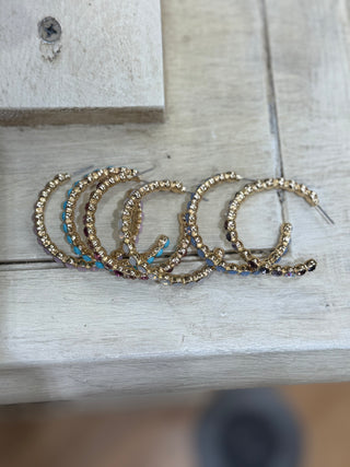 Gemstone Hoop Earrings - Gold