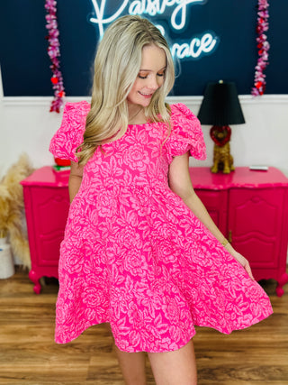 Dolly Doll Jacquard Dress - Pink