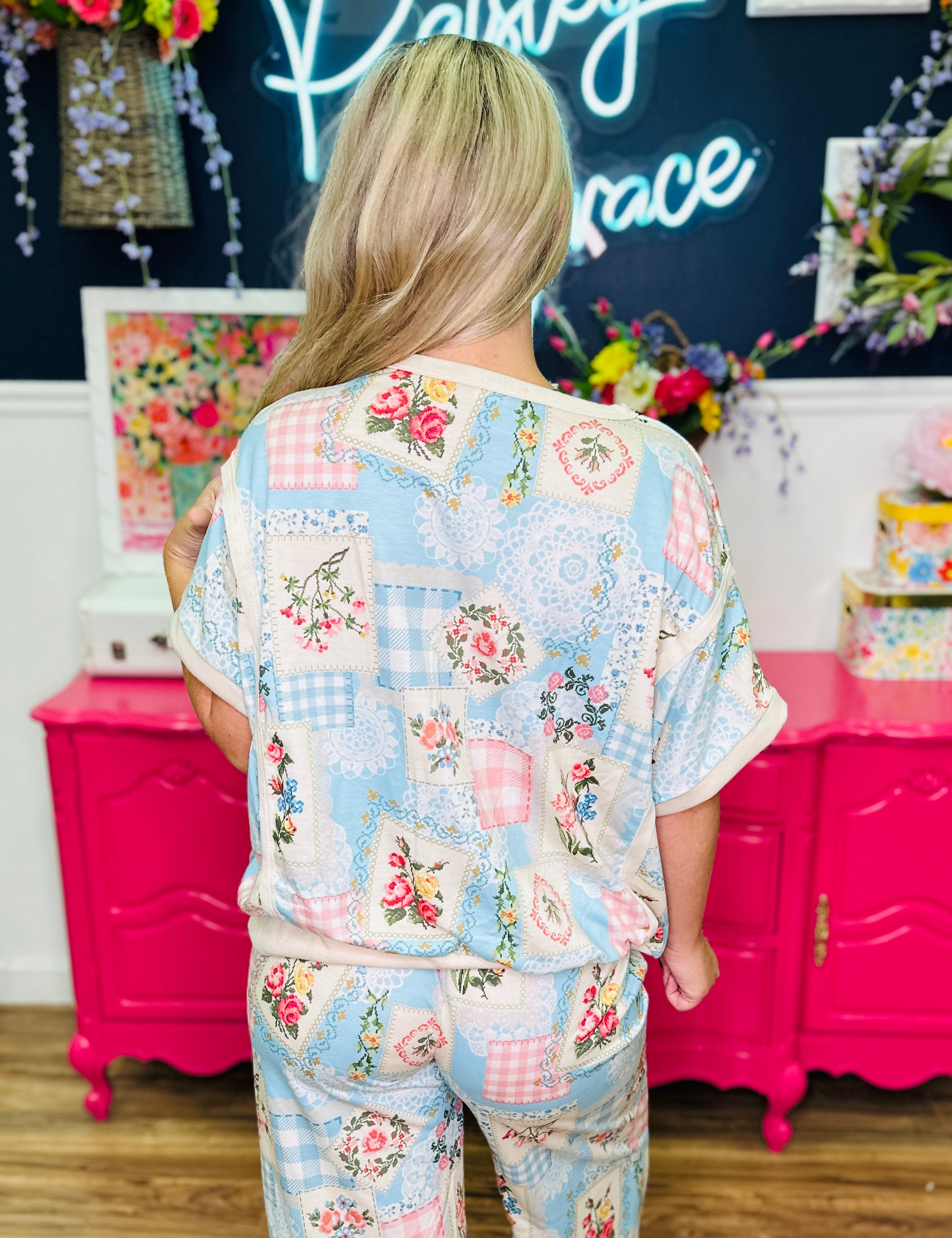 Patterns, Petals & Patches Top