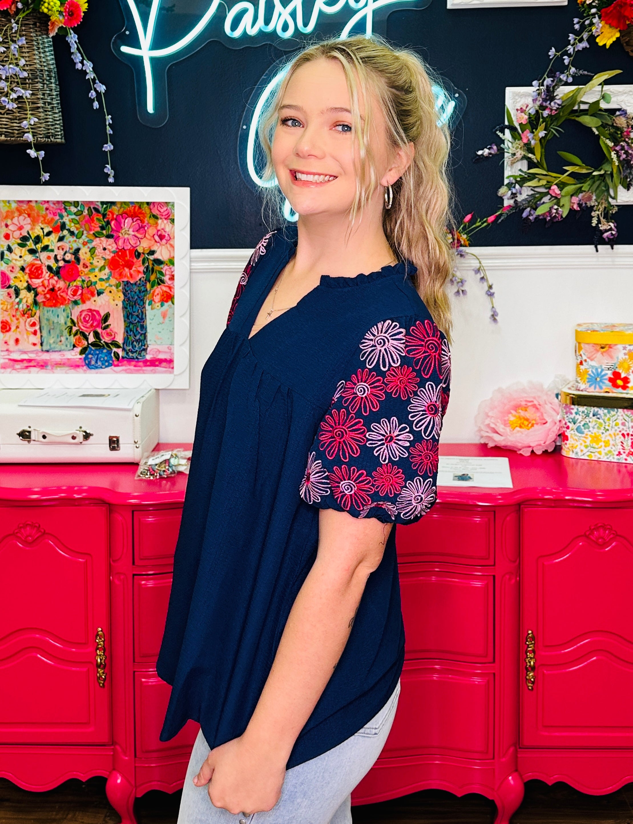 Navy Meadow Top