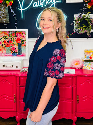 Navy Meadow Top