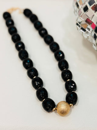 Chunky Beaded Necklace - Black