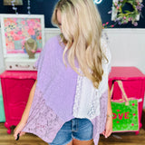 Oversized Lace Sleeveless Top with Raw Edge