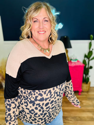 Color Block Long Sleeve Top