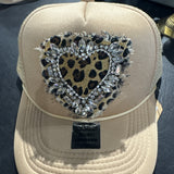 Sandra Ling Leopard Heart Crystal Cap - CIJ 26