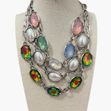 ATG Oval Crystal Silver Necklaces  #102 - Preorder