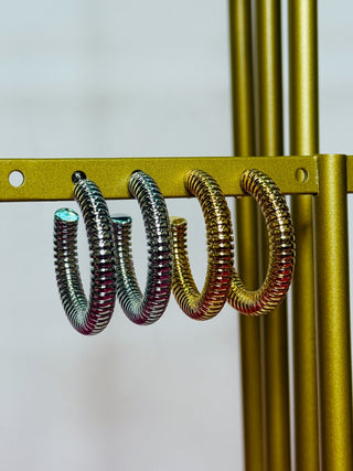 Sabrina Ribbed Hoop Earrings - 2 Styles