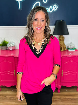 Layered V-Neck 3/4 Sleeves Top