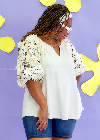 Paradise Pretty Top - Oatmeal - FINAL SALE