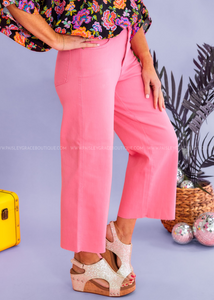 Cassidy Cropped Wide Leg Jeans by Judy Blue - Pink