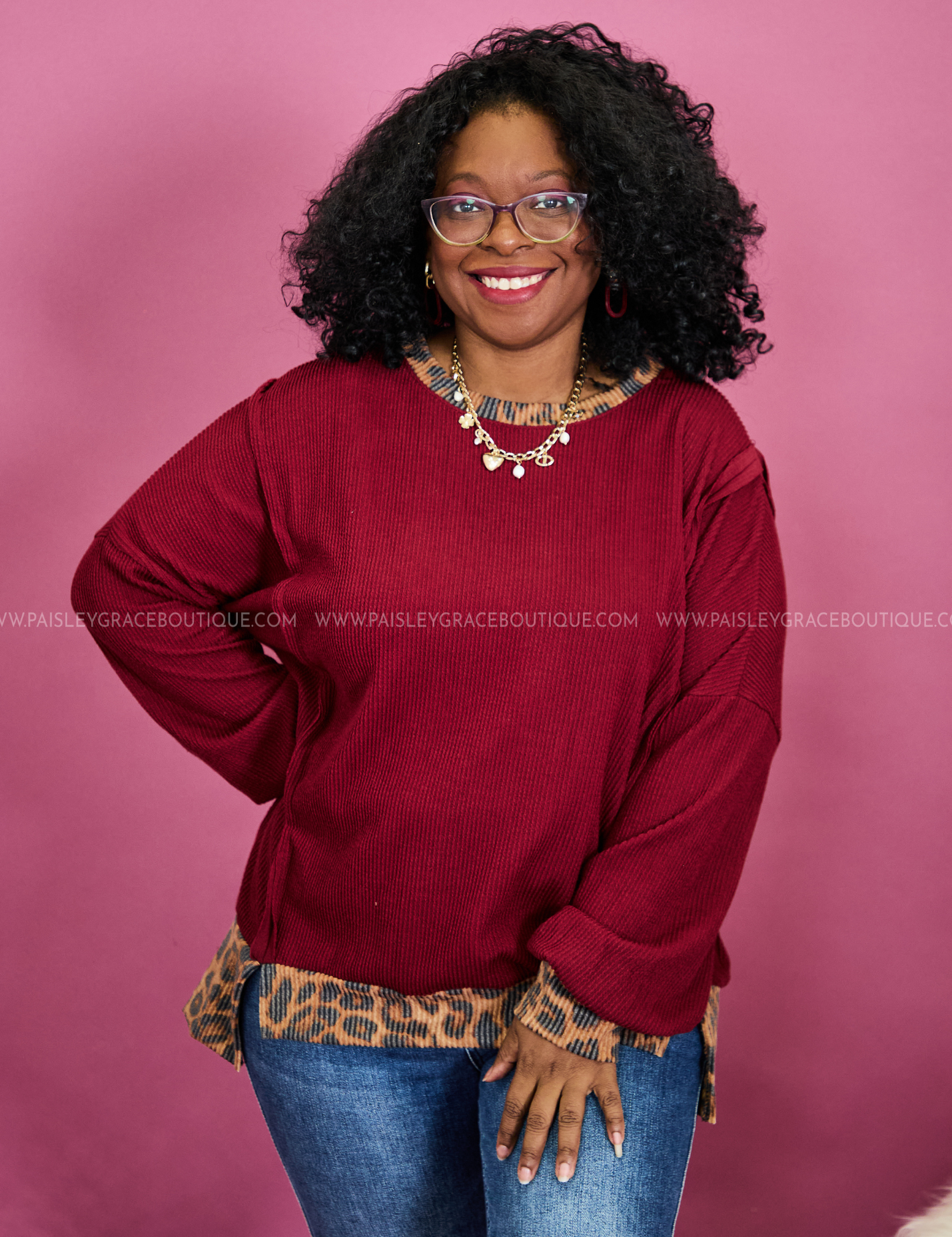 Claws and Effect Top - Burgundy* FINAL SALE *