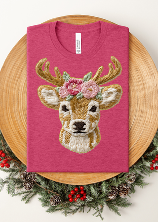 Sweet Deer French Knot Graphic Tee