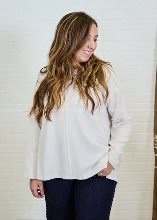 Simple Silhouette Brushed Hacci Sweater in Dusty Teal