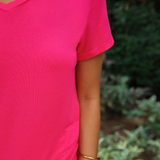 PREORDER- Jess Lea Basic Tee- Hot Pink