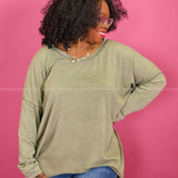 Flirty Flourish Top - Military Green - LAST ONES FINAL SALE