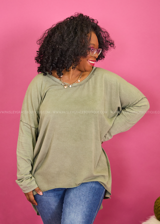 Flirty Flourish Top - Military Green