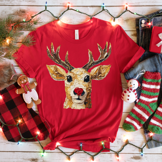Painted Reindeer Graphic Tee - Crew or Vneck