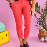 Nora Stretch Capri Jeggings - Coral* LAST ONES FINAL SALE *
