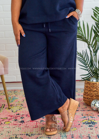 Serendipity Textured Pants - Navy - LAST ONE FINAL SALE