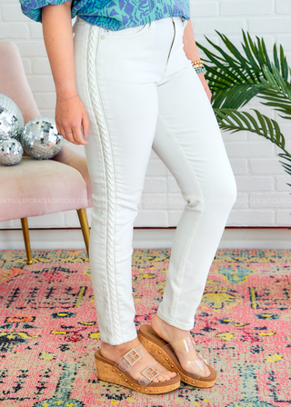 Maddie-Simone Mid Rise Braided Jeans