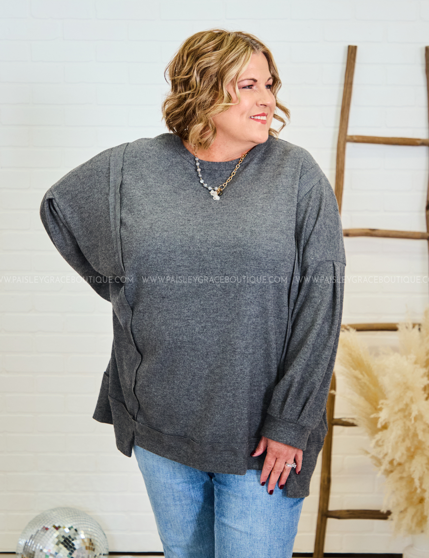 Seasonal Perfection Top - Charcoal* LAST ONES FINAL SALE *