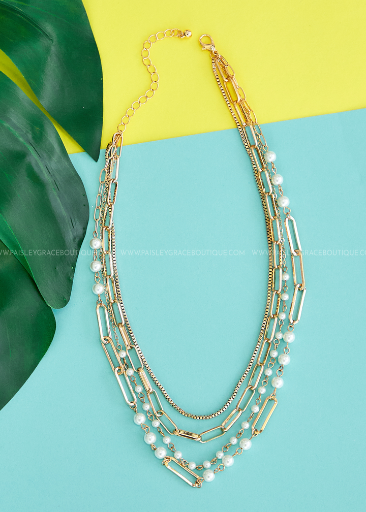 Jazmin Pearl & Chain Layered Necklace - 2 Colors
