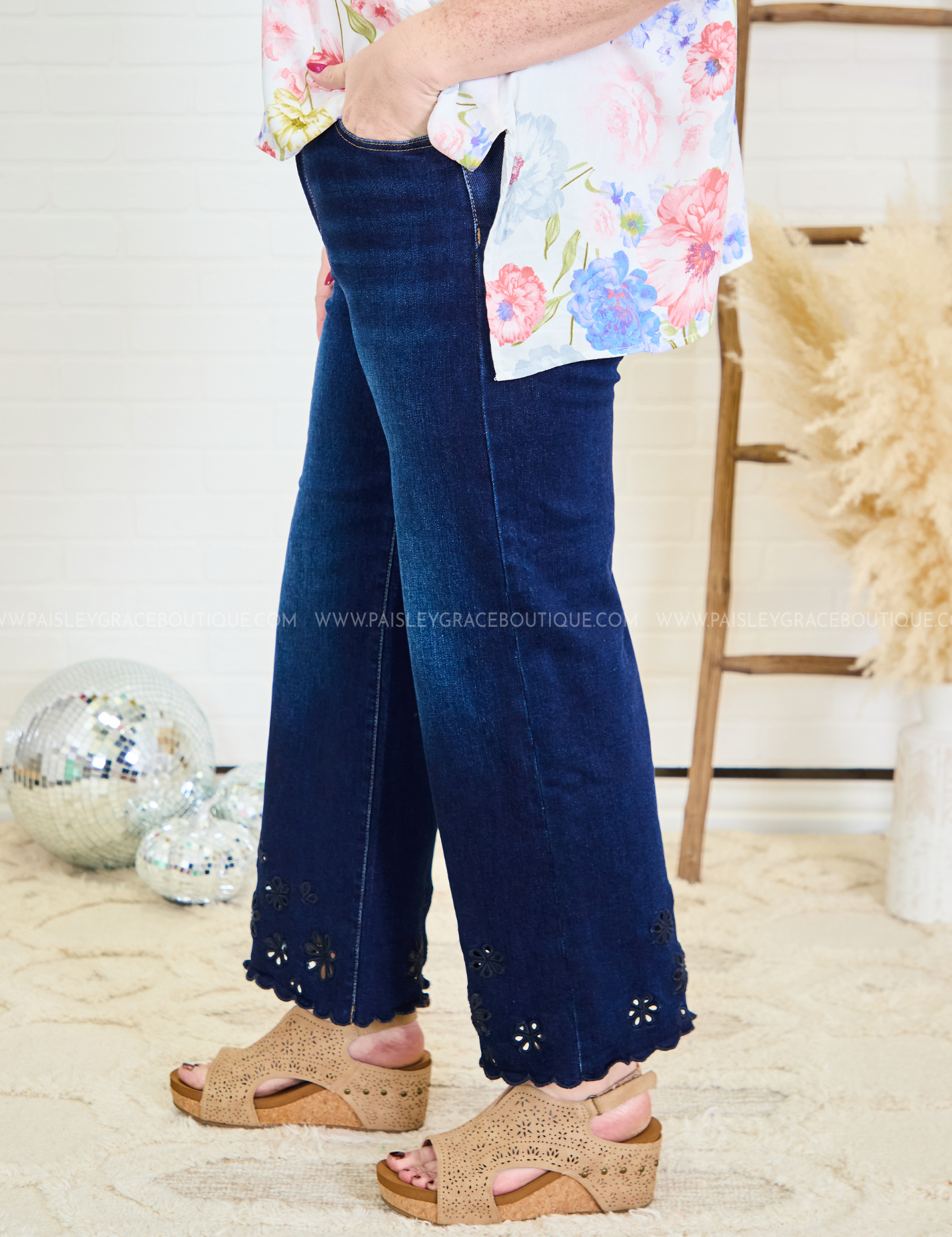 Azalea Floral Cut Out Jeans by Risen* FINAL SALE *
