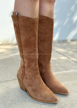 Howdy Cowboy Boots by Corkys - Cognac Suede