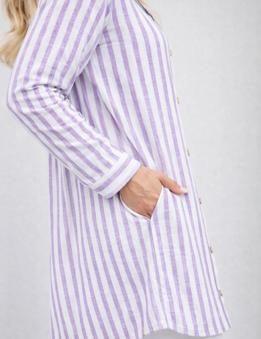 Take A Second Look Tunic Dress - Lavender Stripe - PREORDER