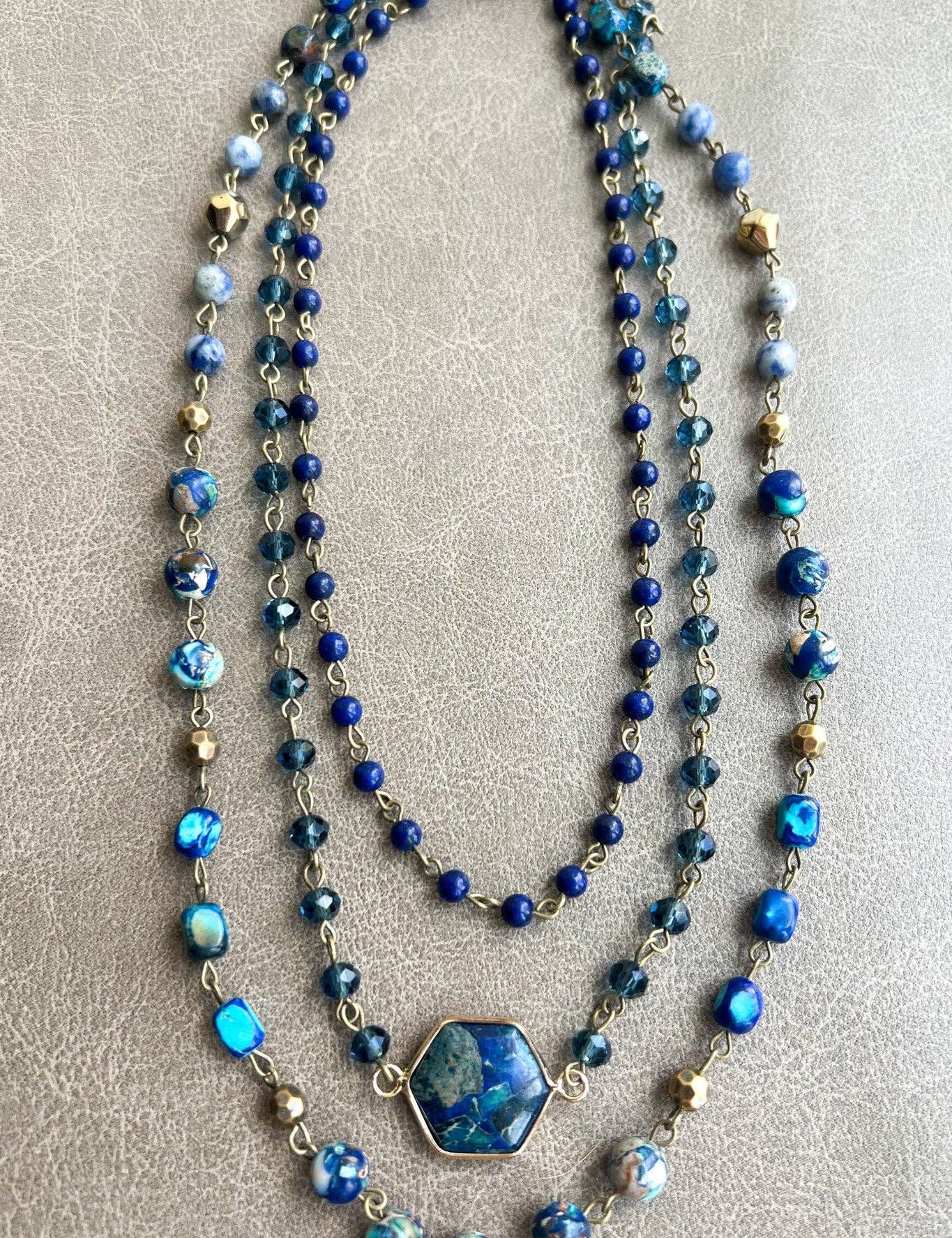 Janet Layered Multi-Wear Necklace - Blue