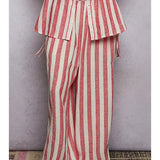 POL Stripe Elastic Wide Pants - Red Multi
