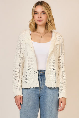 Open Light Quilt Knit Cardigan
