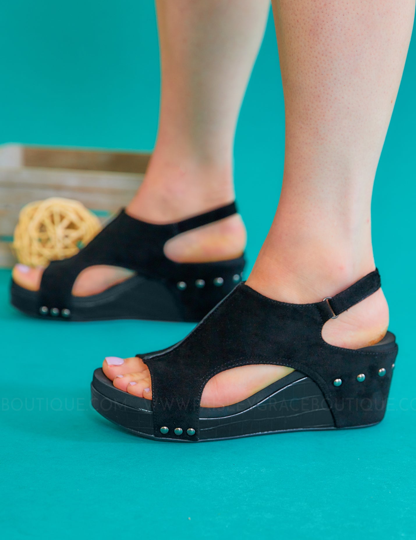 Carley Wedges by Corkys - Black Suede Croco