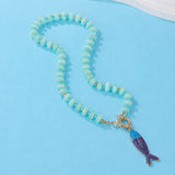 Seas The Day Stainless Steel Fish Beaded Necklaces -  2 Styles