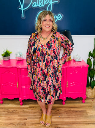 Empire Waist Multicolor Midi Dress