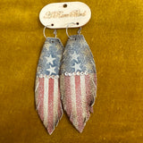Leather Flag Fringe Crystal Earring