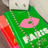 Silver Pearl Necklace + Earring Set
